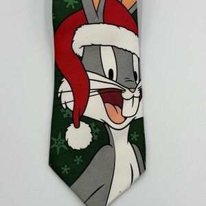 Vintage 1997 Christmas Looney Tunes‎ Bugs Bunny Neck Tie 100% Polyester